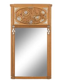 An Art Deco Style Painted and Parcel Gilt Trumeau Mirror