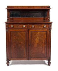 A Regency Style Mahogany Server Height 51 x width 39 1/2 x depth 16 inches.