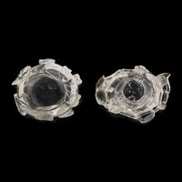 Two Small Chinese Rock Crystal Coupes, 20th Century 近代 雕水晶花卉紋水丞兩件