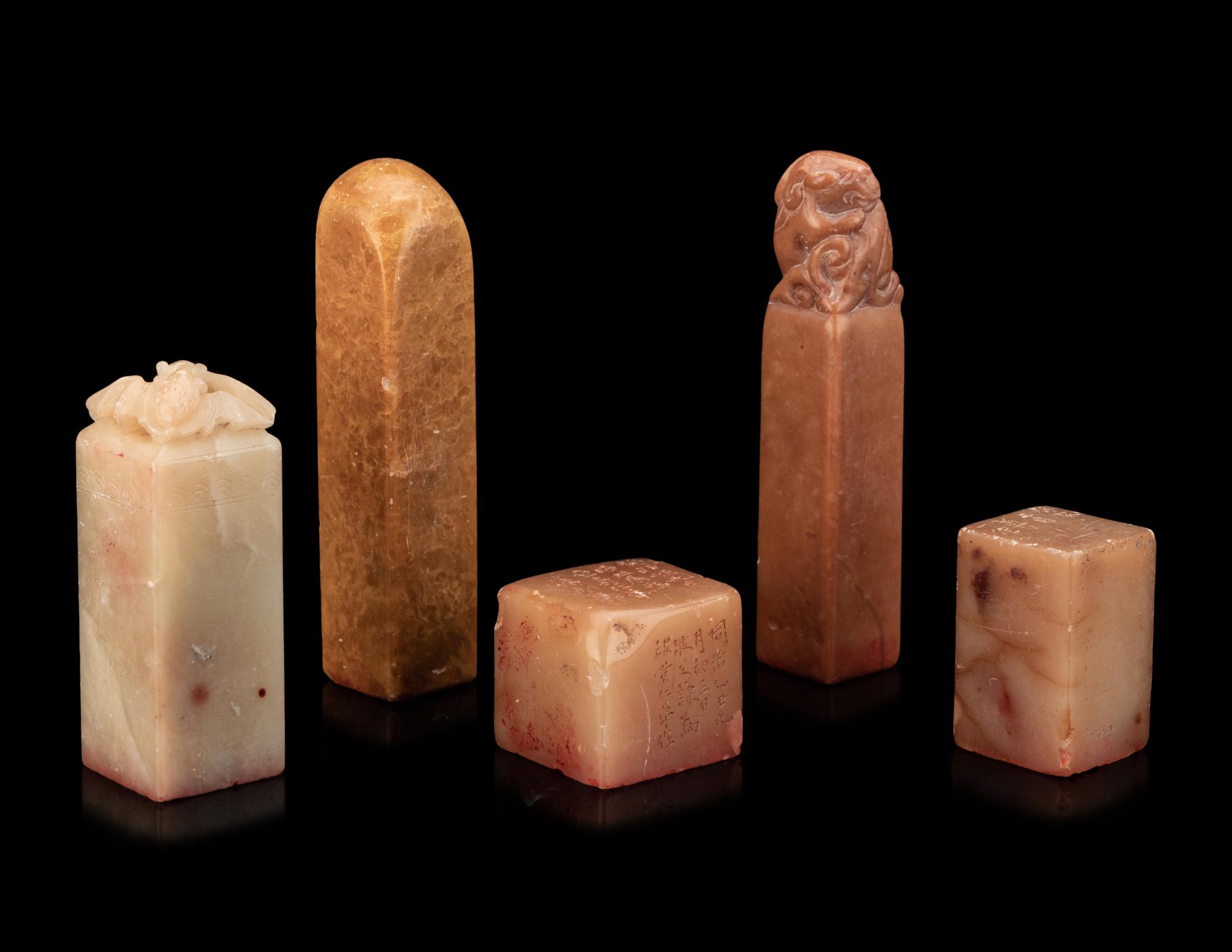 Six Chinese Soapstone Stone Seals