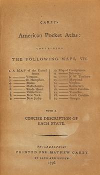 [Maps & Atlases] Carey's American Pocket Atlas...