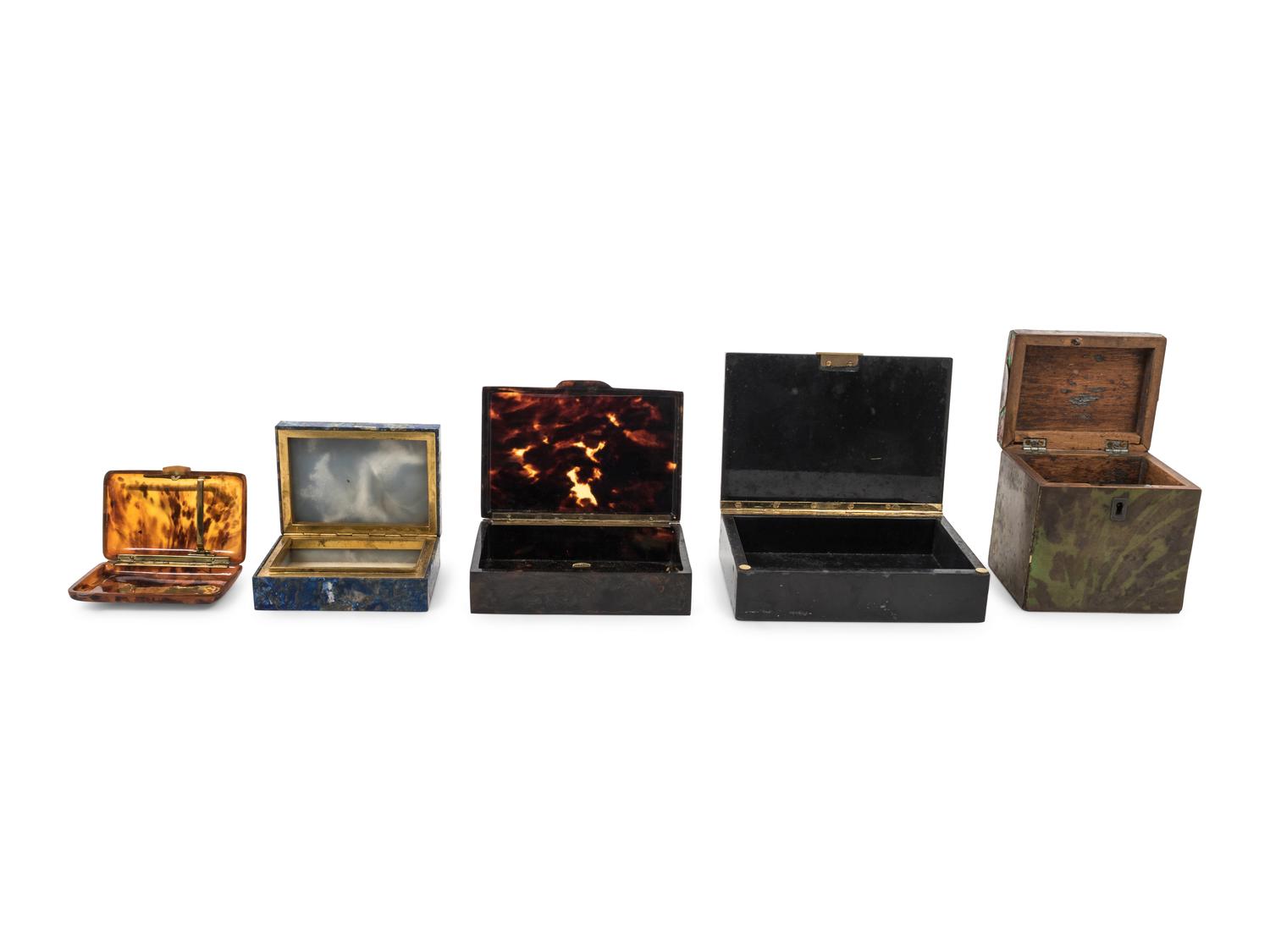 A Group of Five Decorative Boxes