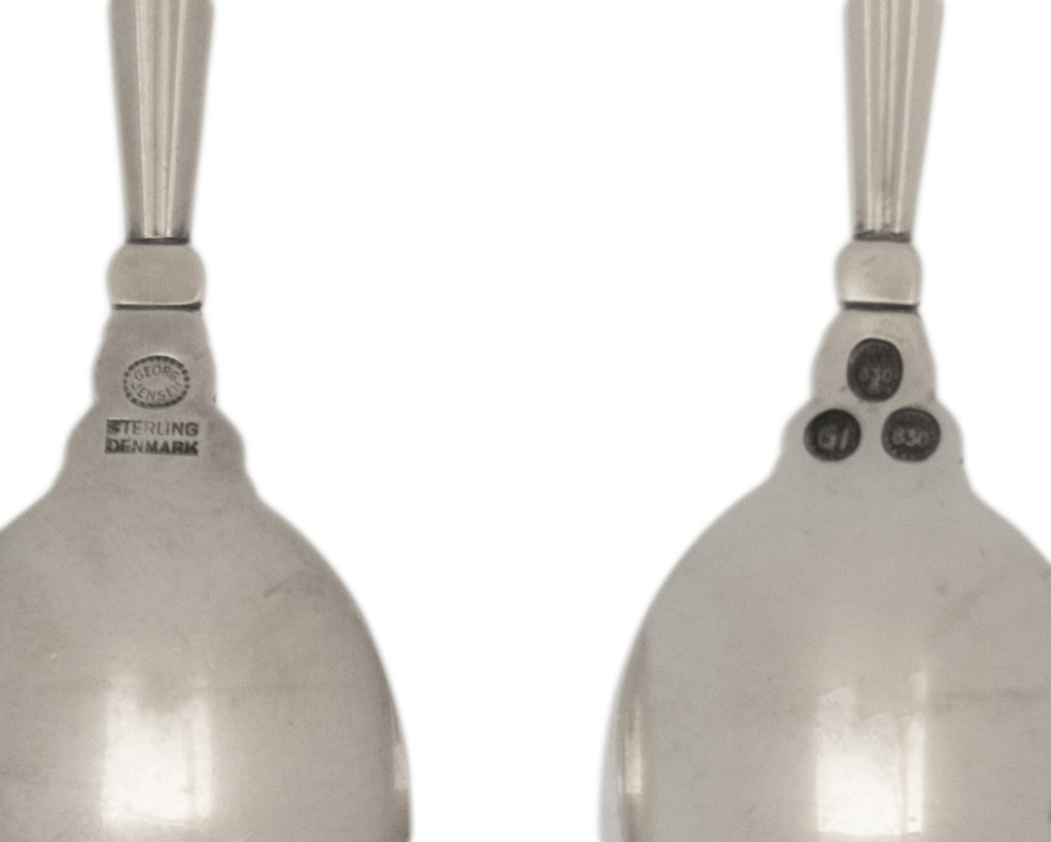 A Set of Twelve Georg Jensen Acorn Silver Teaspoons