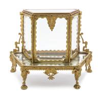 A French Gilt Bronze Table Vitrine Height 12 3/4 x width 18 x depth 9 3/4 inches. — 19TH CENTURY