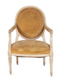 A Louis XVI Style Gray-Painted Fauteuil