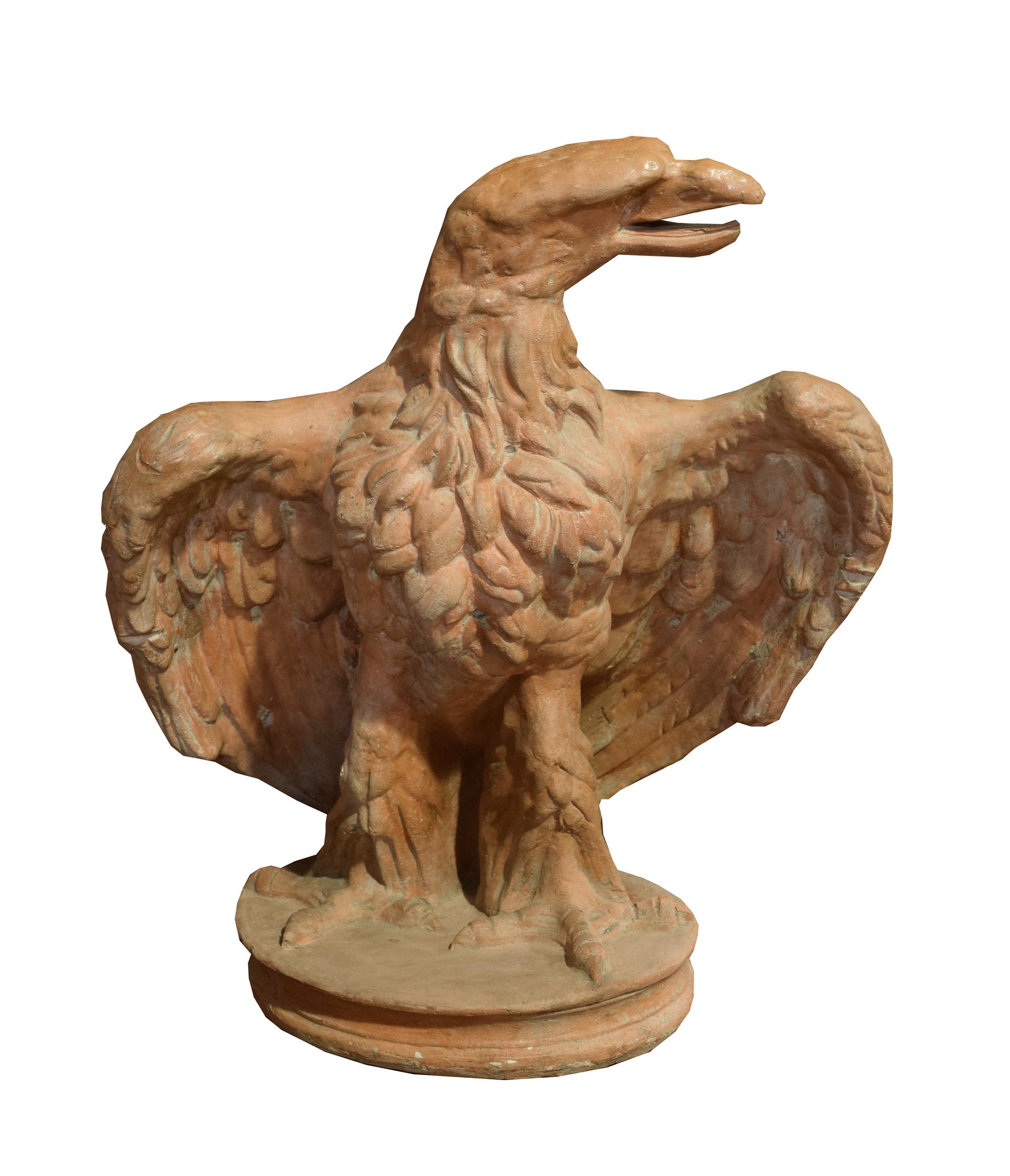 A Pair of Terra Cotta Eagles 21" W x 17.5" D x 25.5" H — Italy, Circa 1880