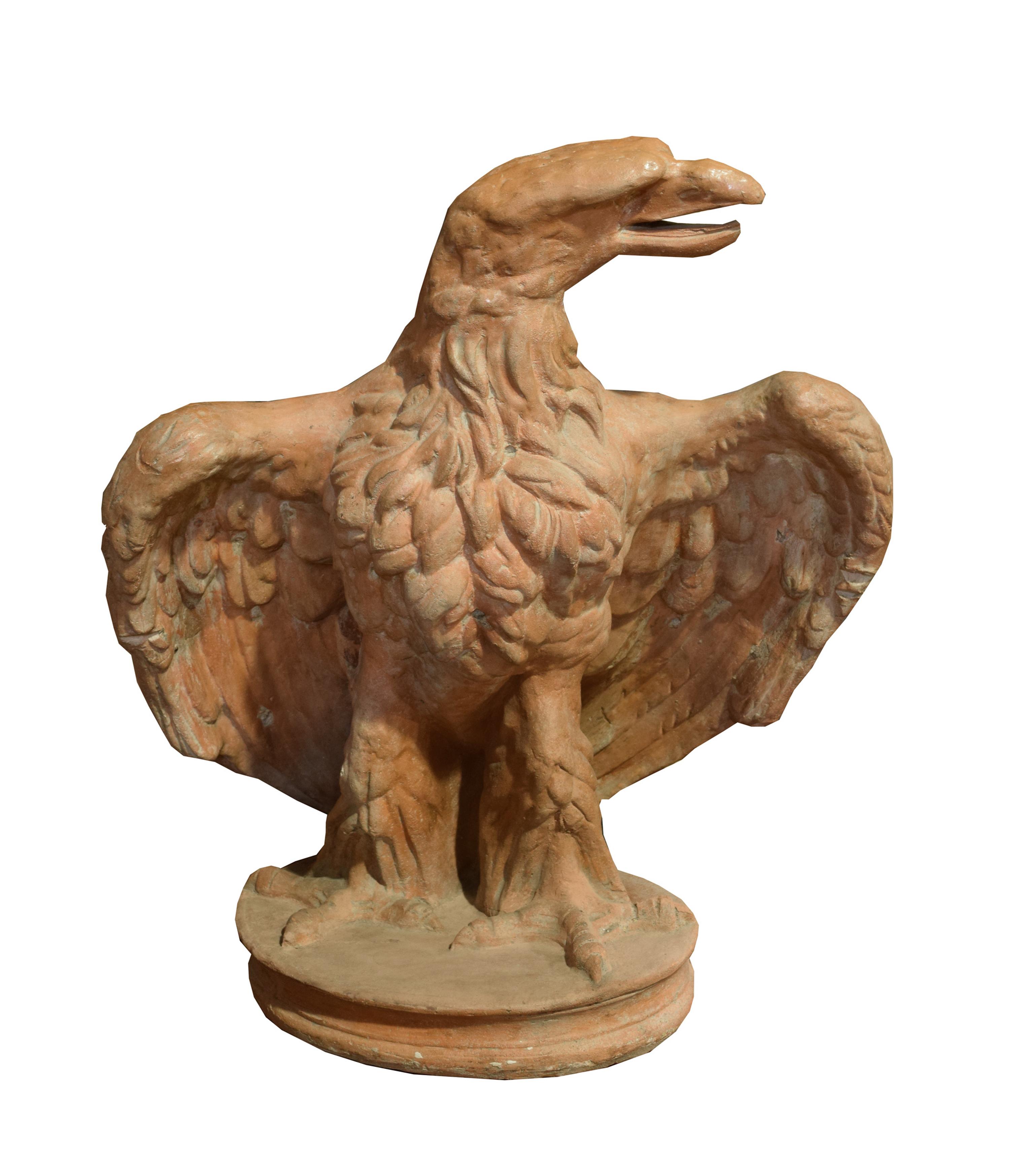 A Pair of Terra Cotta Eagles 21" W x 17.5" D x 25.5" H — Italy, Circa 1880