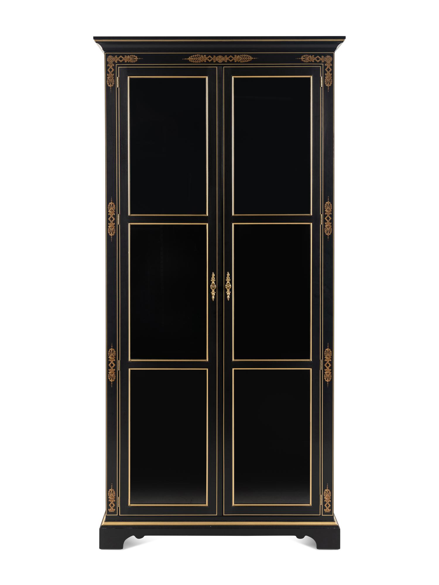 A Kindel Empire Style Ebonized Vitrine Cabinet