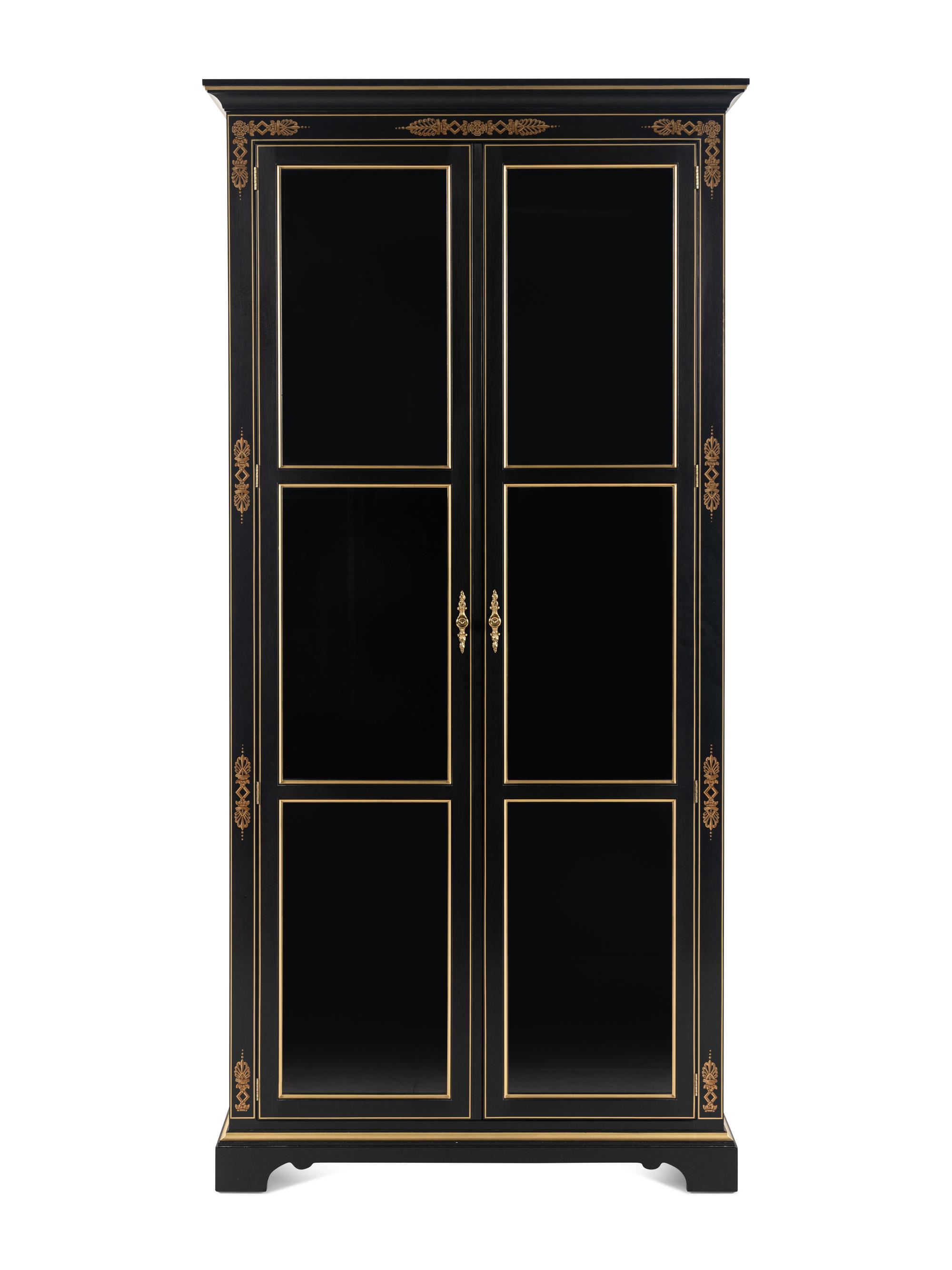 A Kindel Empire Style Ebonized Vitrine Cabinet