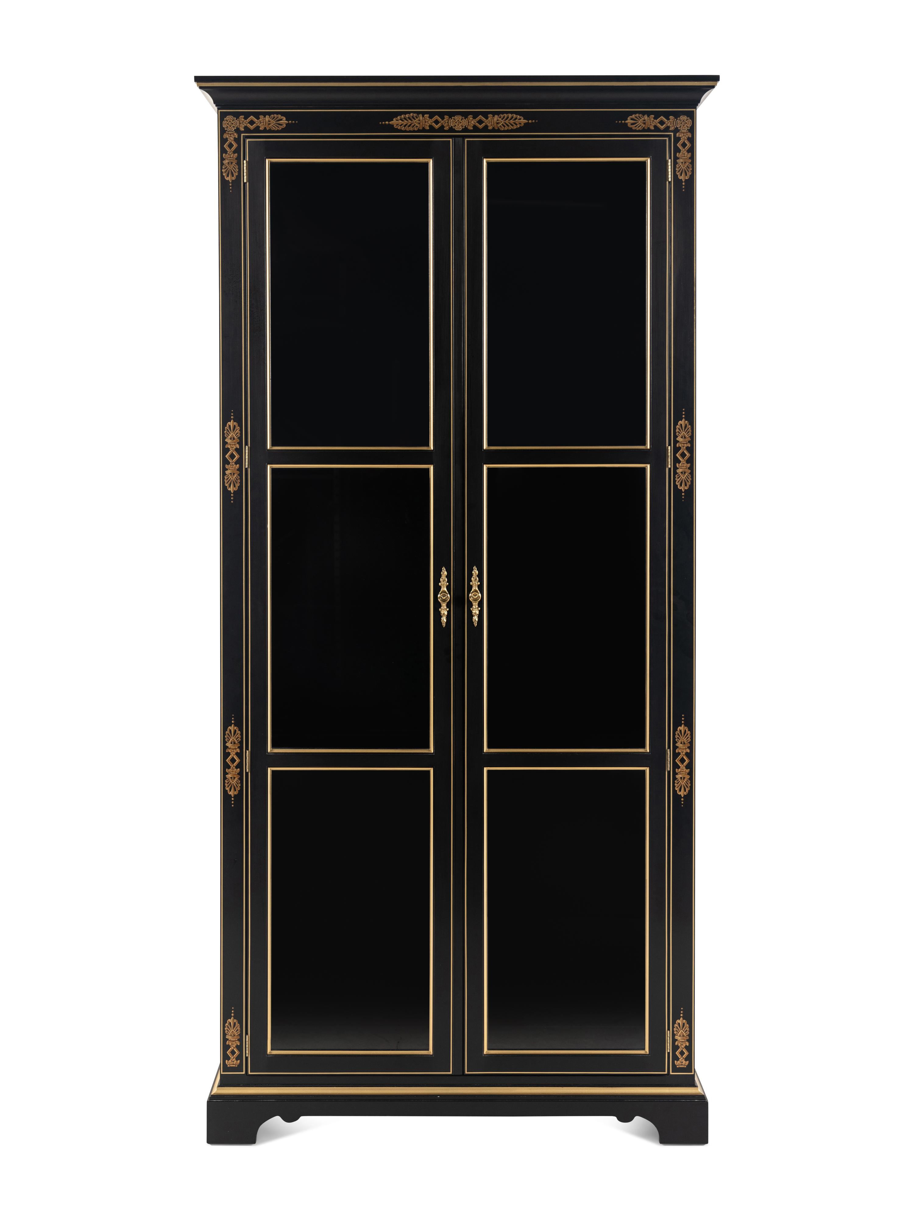 A Kindel Empire Style Ebonized Vitrine Cabinet