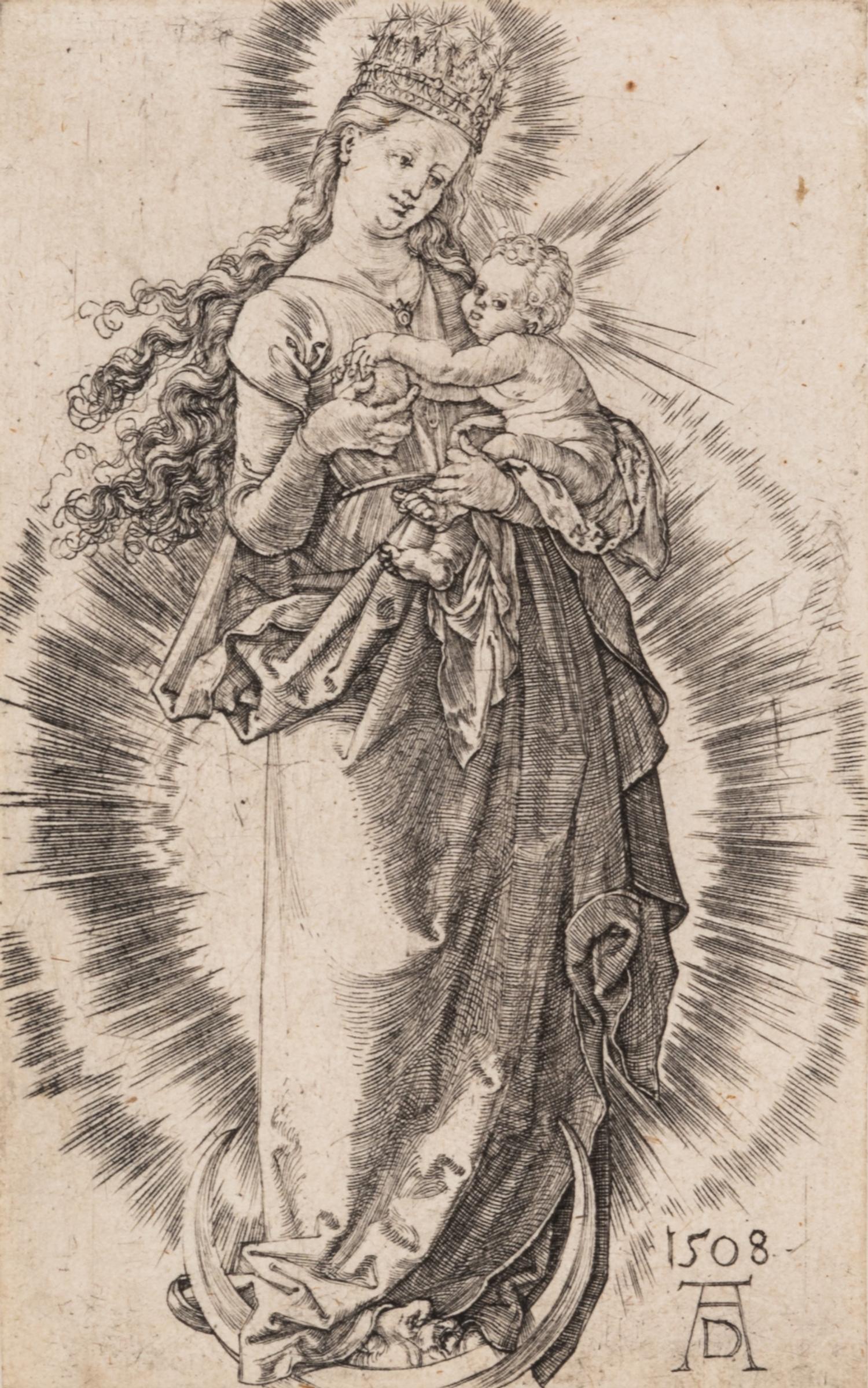 Albrecht Dürer, (German, 1471-1528), Dürer's Coat of Arms, 1523 and Virgin on the Crescent with Starry Crown, 1508
