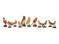 Eleven Carved and Painted Wood Bird Figures