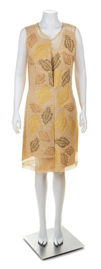 A Comme des Garcons Cream Wool Deconstructed Sleeveless Dress, Size small.