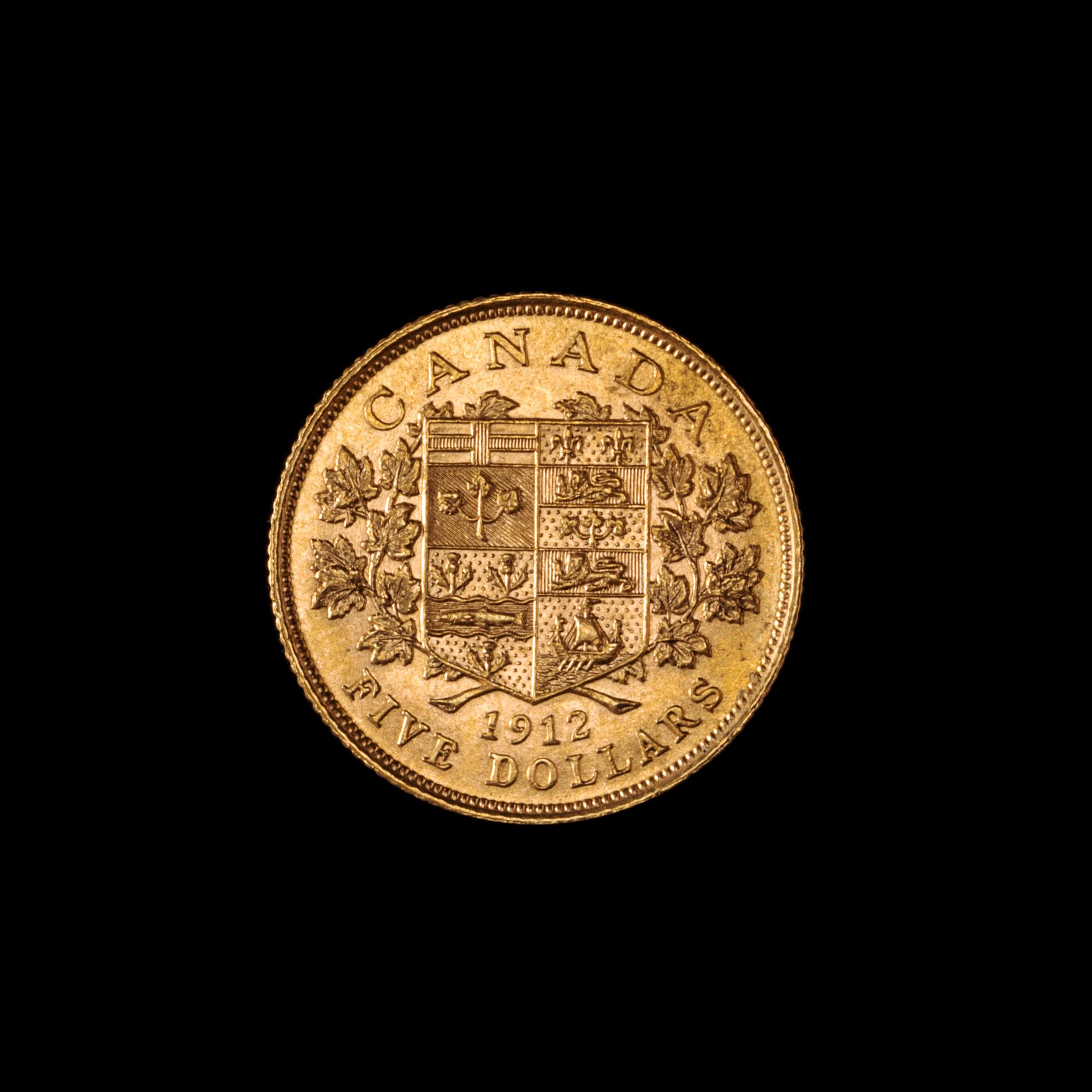 A Canadian 1912 George V $5 Gold Coin
