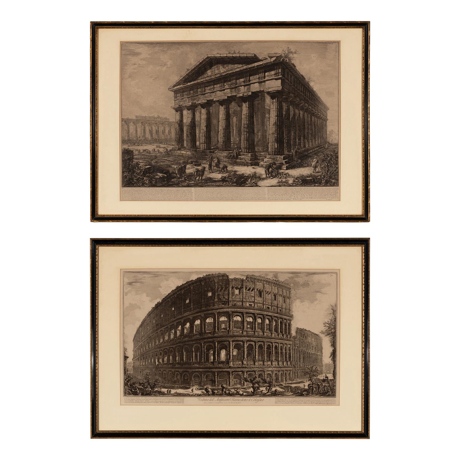 Giovanni Battista Piranesi (Italian, 1720-1778) — Veduta dell'Anfiteatro Flavio detto il Colosseo and Vue du temple de Neptune (two works)
