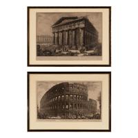 Giovanni Battista Piranesi (Italian, 1720-1778) — Veduta dell'Anfiteatro Flavio detto il Colosseo and Vue du temple de Neptune (two works)