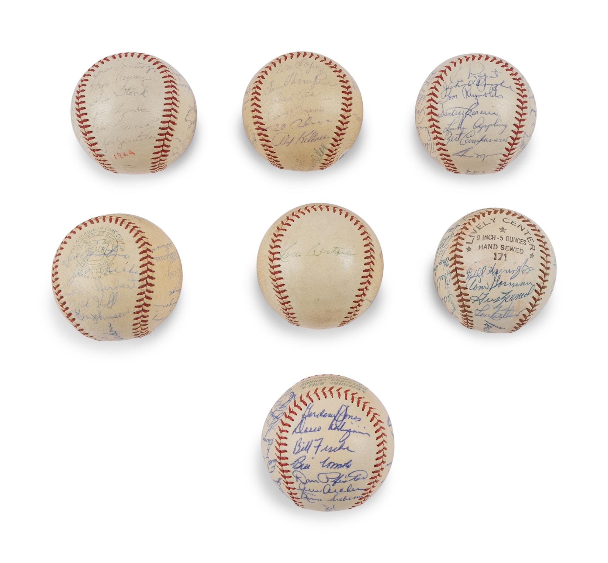 A Large Group of 1950s-60s Kansas City Athletics Team Signed Autograph Baseballs,