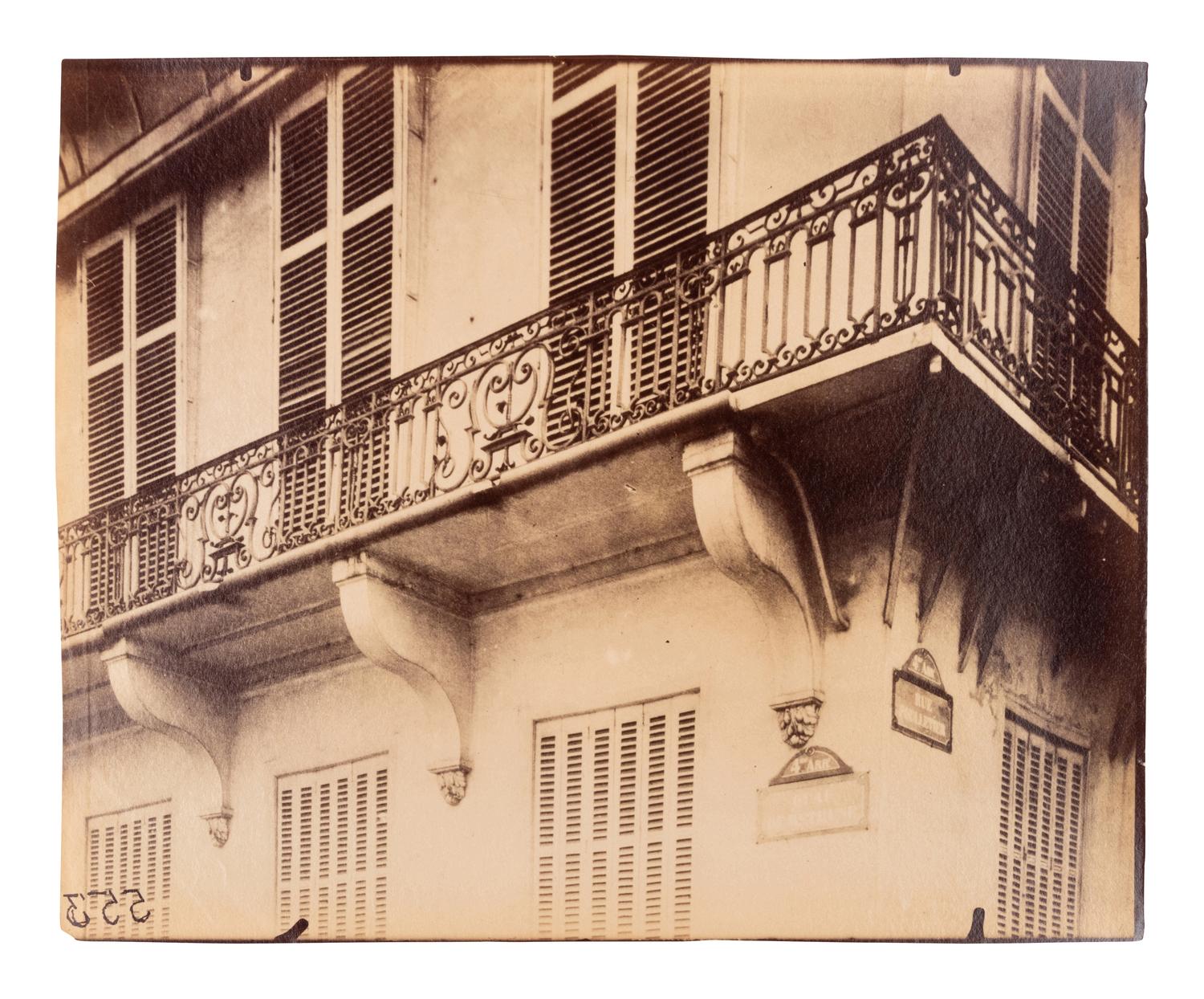 A group of three photographs ( Marché Saint-Germain , circa 1900s; 58 Quai des Orfèvres [balcon] , circa 1900s; Balcon, quai Béthune 24 , 1908)