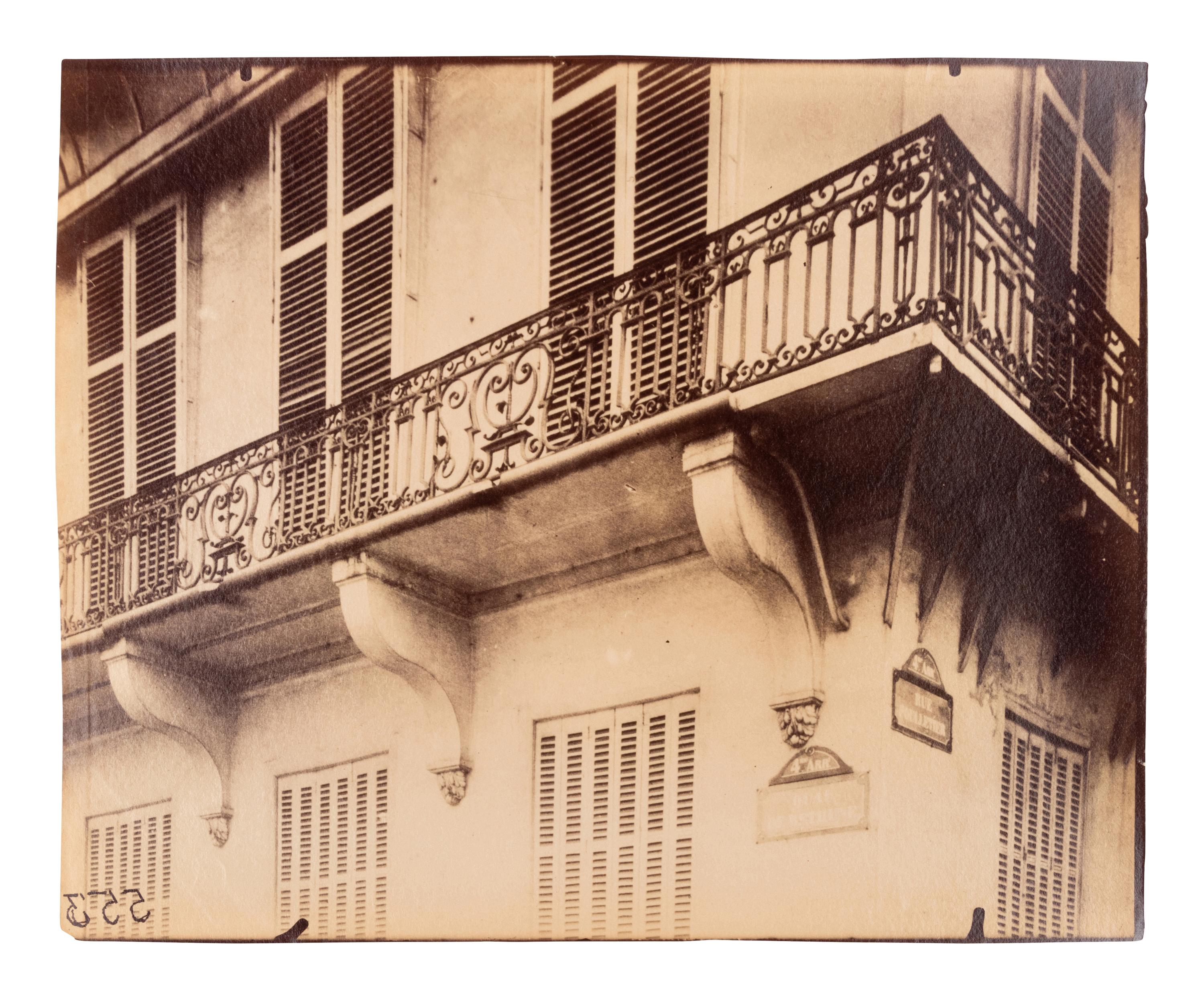 A group of three photographs ( Marché Saint-Germain , circa 1900s; 58 Quai des Orfèvres [balcon] , circa 1900s; Balcon, quai Béthune 24 , 1908)