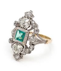 A Platinum Topped Yellow Gold, Emerald and Diamond Ring,