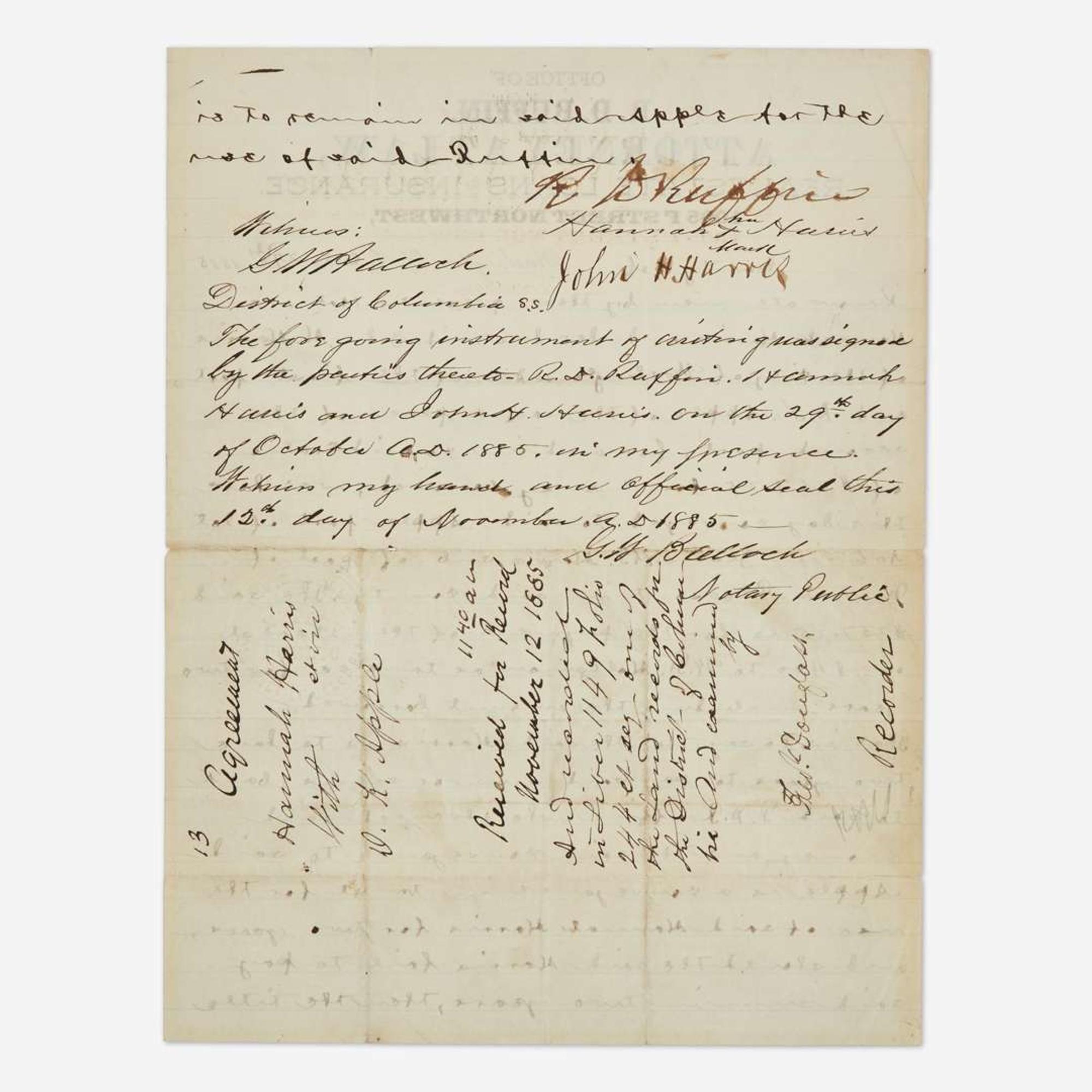 [African-Americana] Douglass, Frederick Document, signed