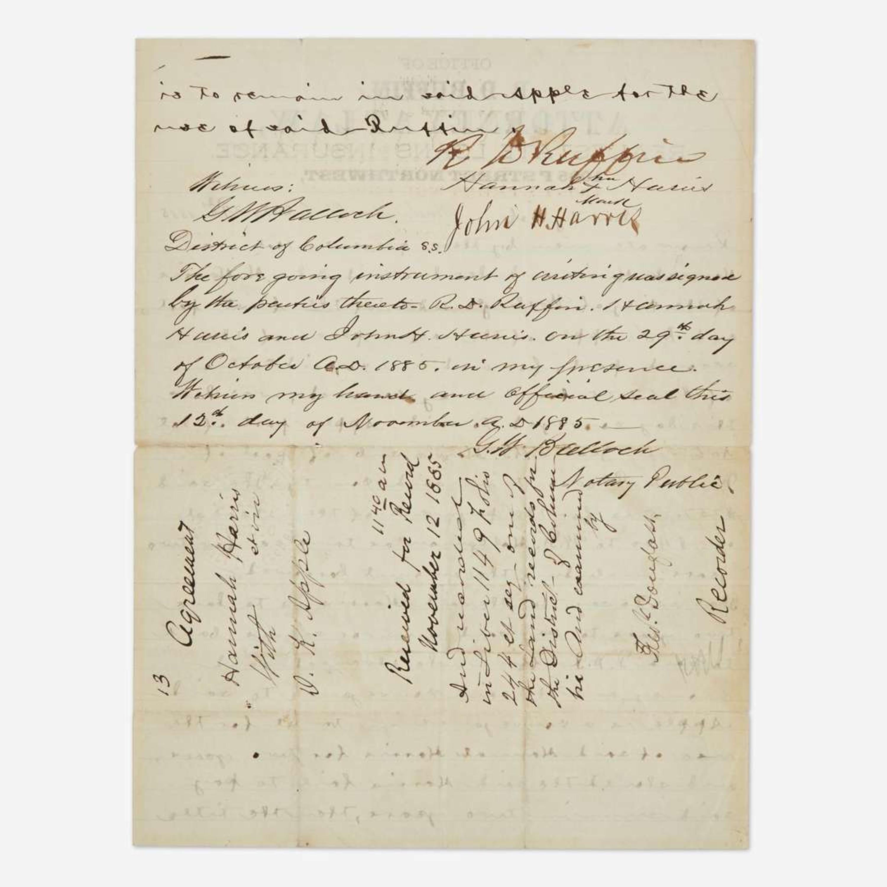 [African-Americana] Douglass, Frederick Document, signed