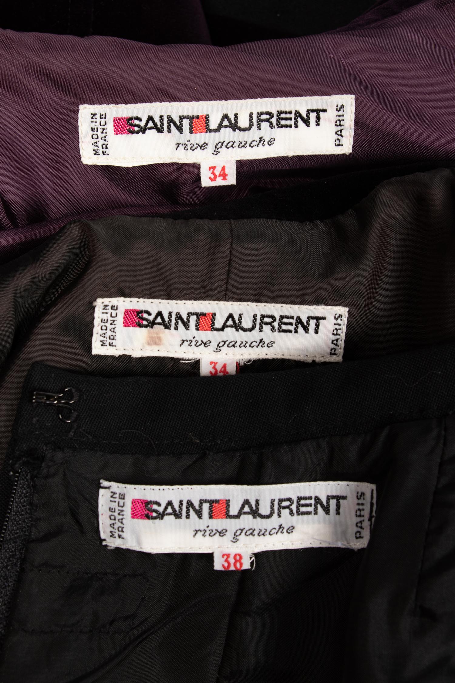 Saint Laurent Rive Gauche Jackets, Pant, and Skirt 1980s