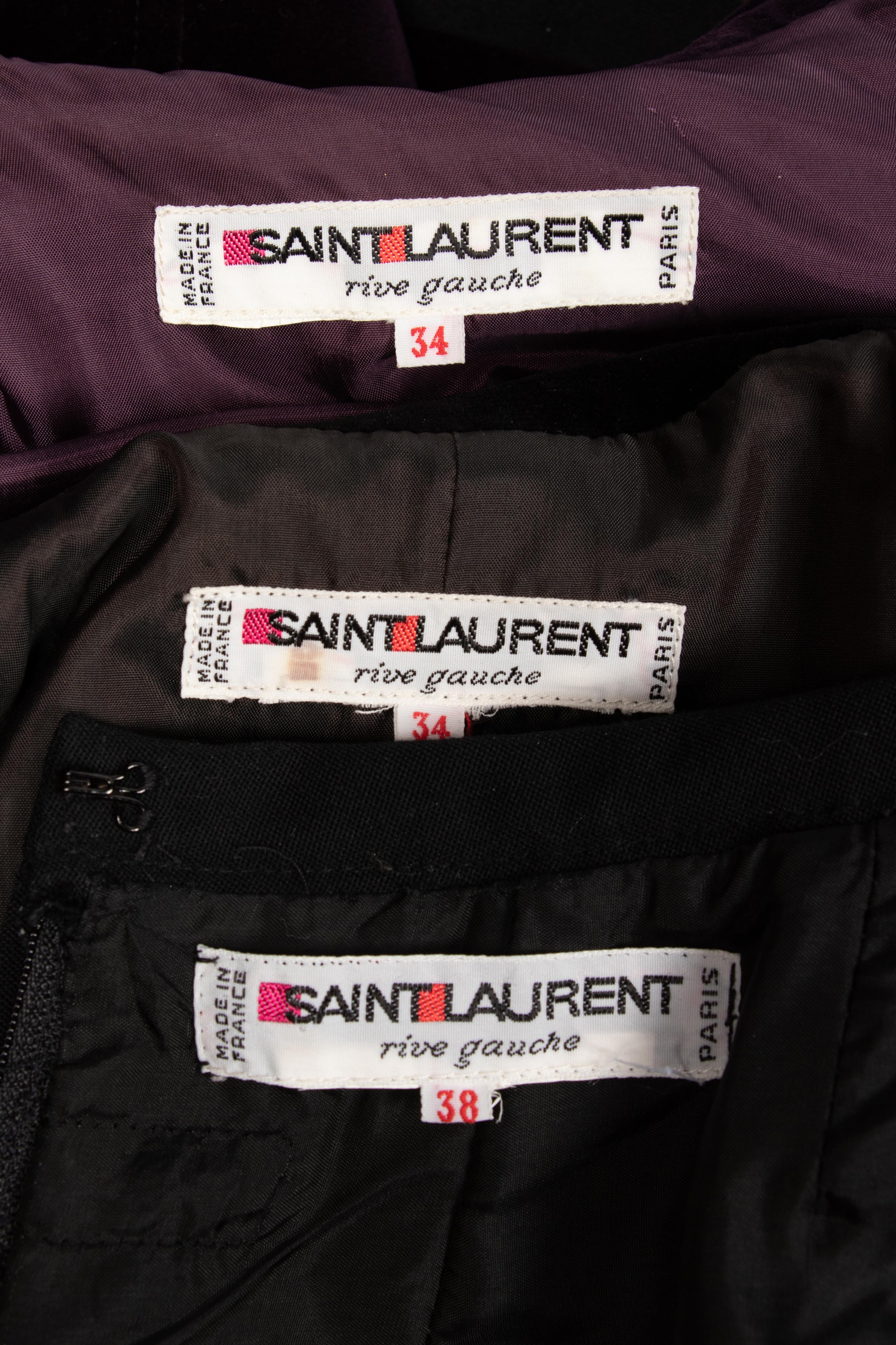 Saint Laurent Rive Gauche Jackets, Pant, and Skirt 1980s