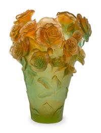 A Daum P â te de Verre Roses Vase