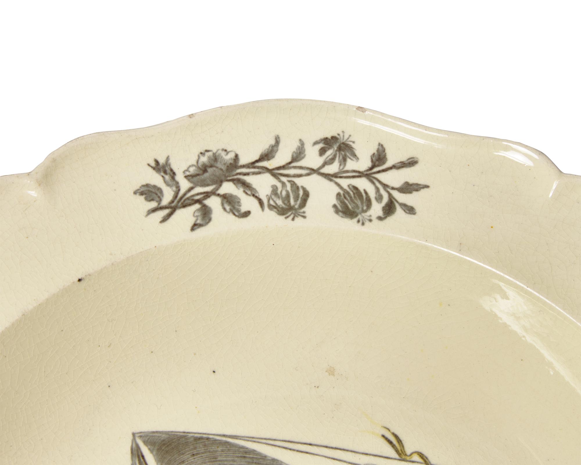 A Creamware Transfer-Decorated Plate