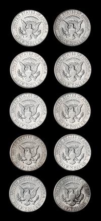 A Collection of Twenty-One United States 1964 Kennedy 50c Coins