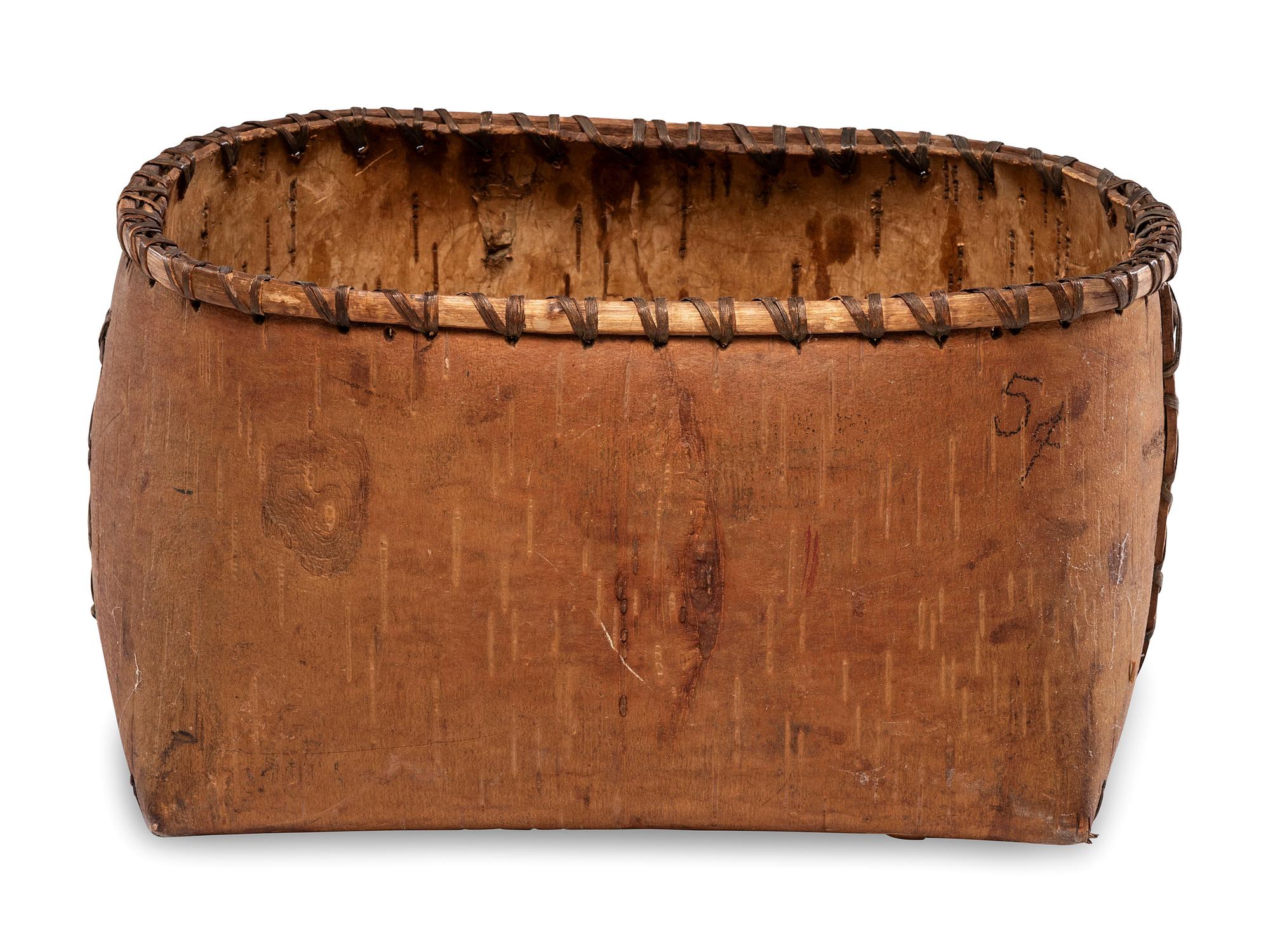 Northwest Coast Cedar Bark Clam Bag and Nuu-chah-nulth Birchbark Container