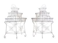 A Pair of White-Painted Metal Plant Stands