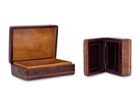 Two Continental Pietra Dura and Tooled Leather Boxes