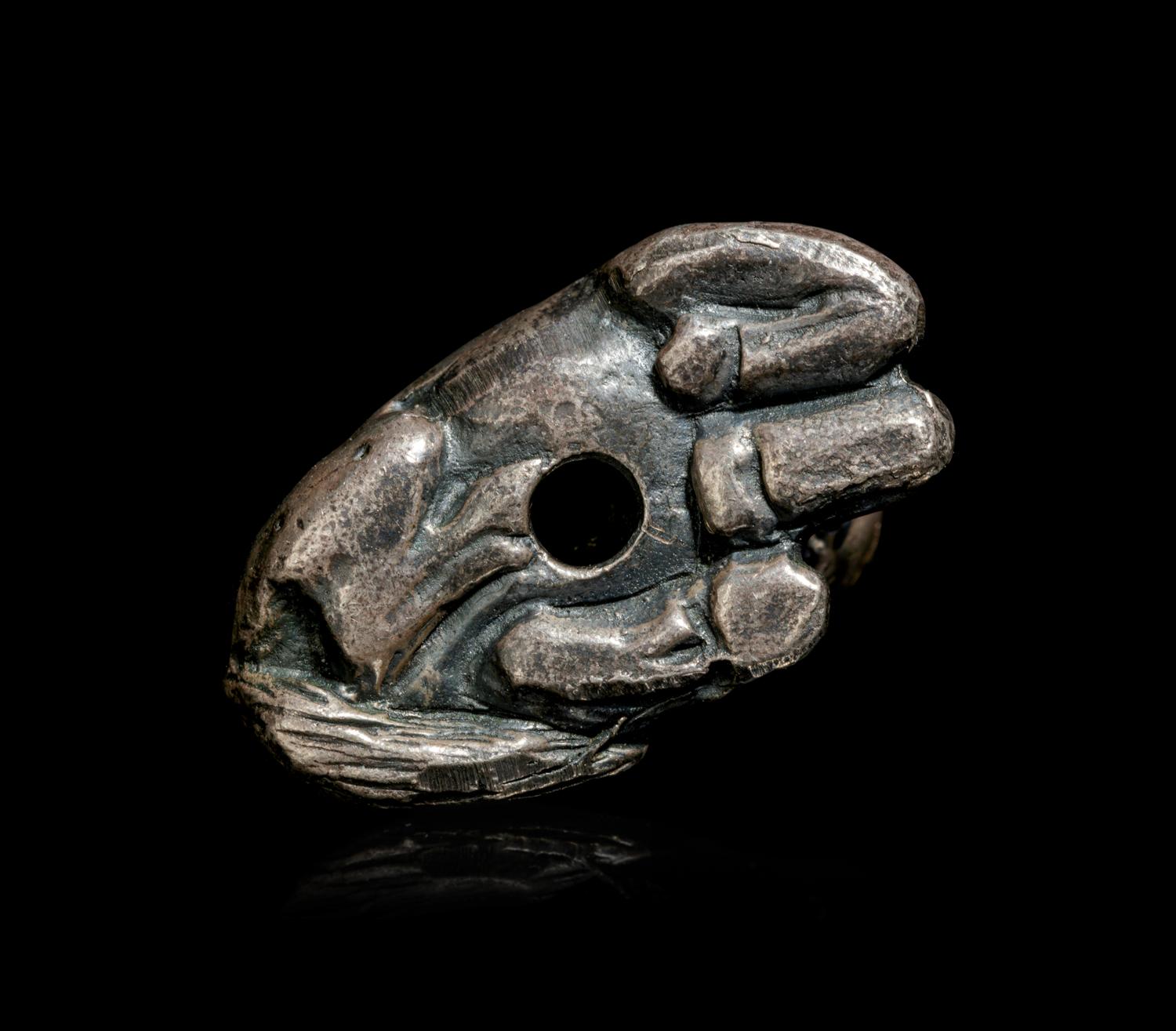 A Silver Horse-Form Ojime