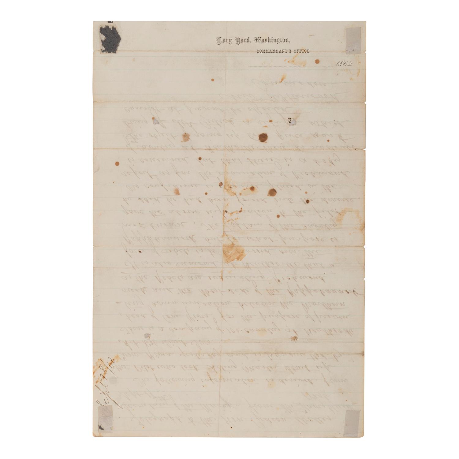 [CIVIL WAR]. HARWOOD, Andrew (1802-1884). A group of 3 documents related to Rear Admiral Andrew A. Harwood, comprising: