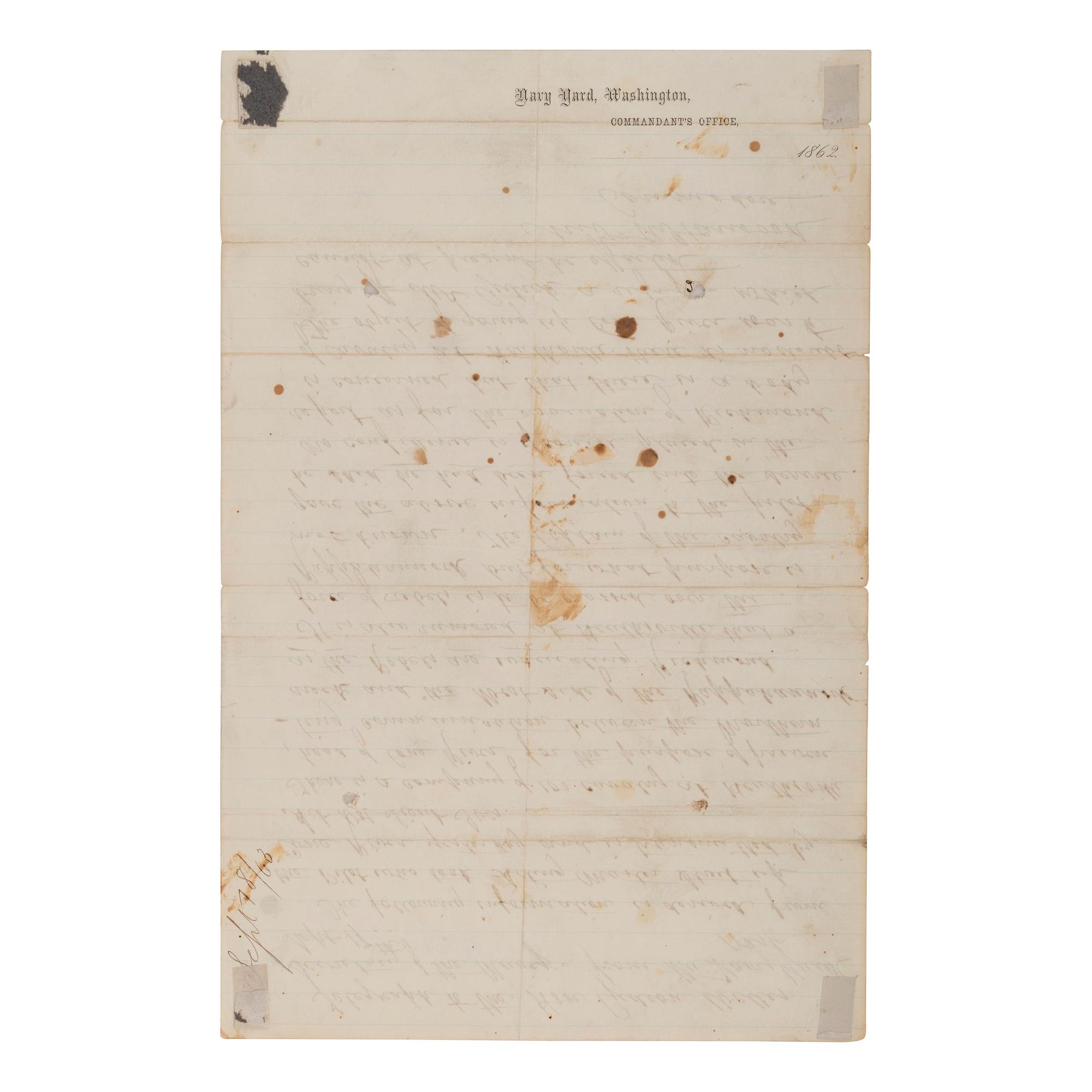 [CIVIL WAR]. HARWOOD, Andrew (1802-1884). A group of 3 documents related to Rear Admiral Andrew A. Harwood, comprising: