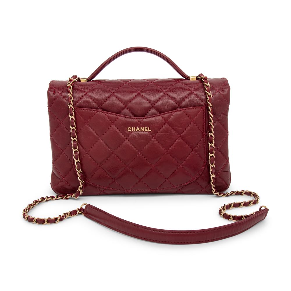 CHANEL, BURGUNDY TOP HANDLE FLAP BAG