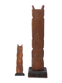 Northwest Coast Carved and Painted Totem Poles, one from Sitka