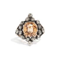 19th CENTURY, TOPAZ AND DIAMOND RING