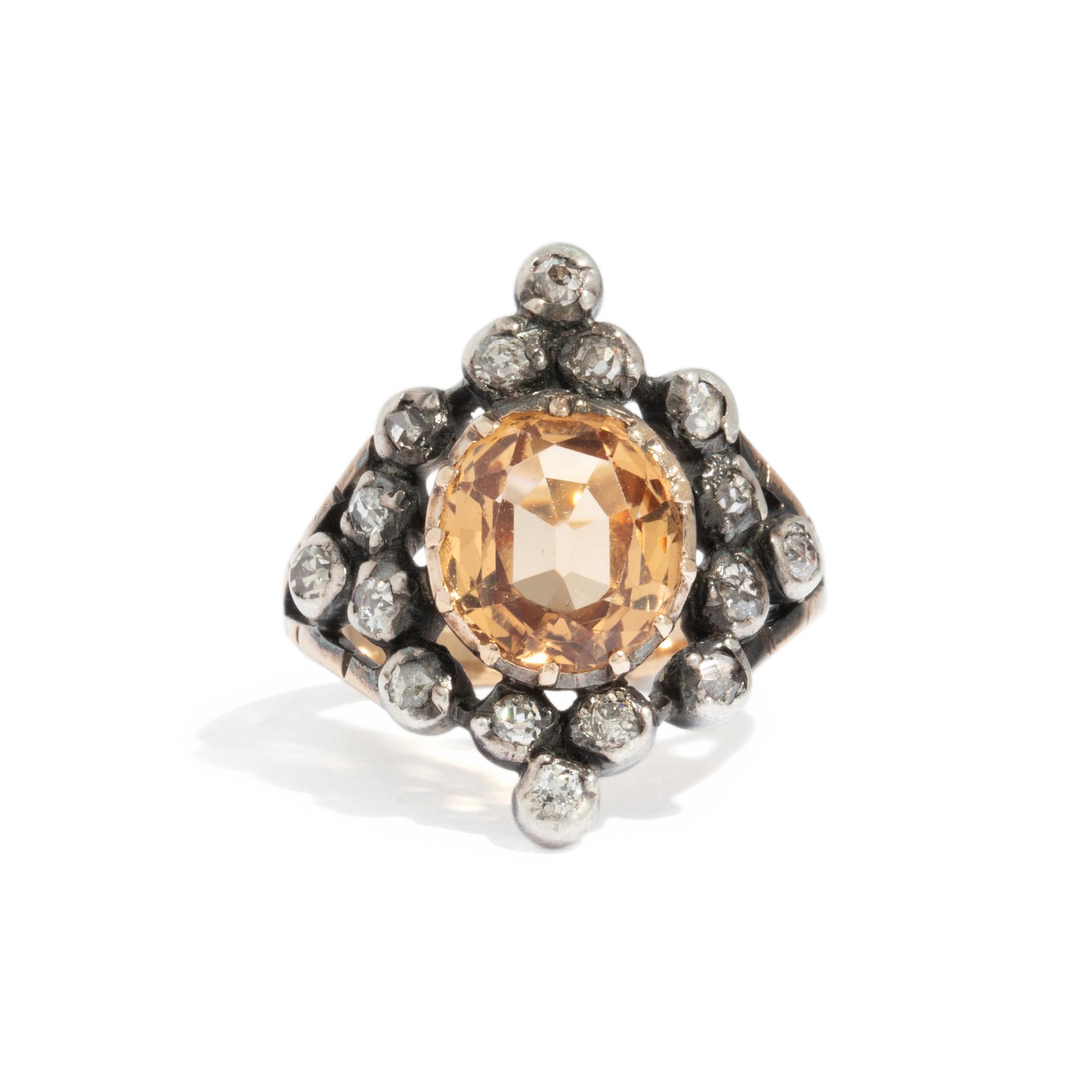 19th CENTURY, TOPAZ AND DIAMOND RING