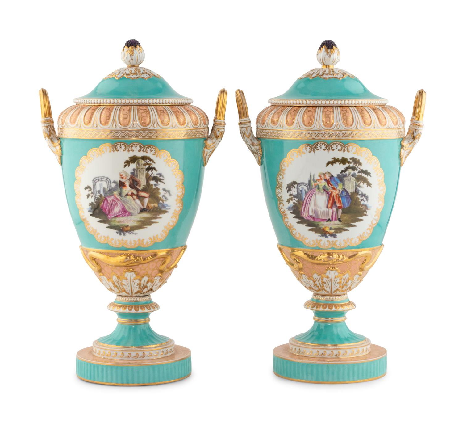 A Pair of Berlin (K.P.M.) Porcelain Urns