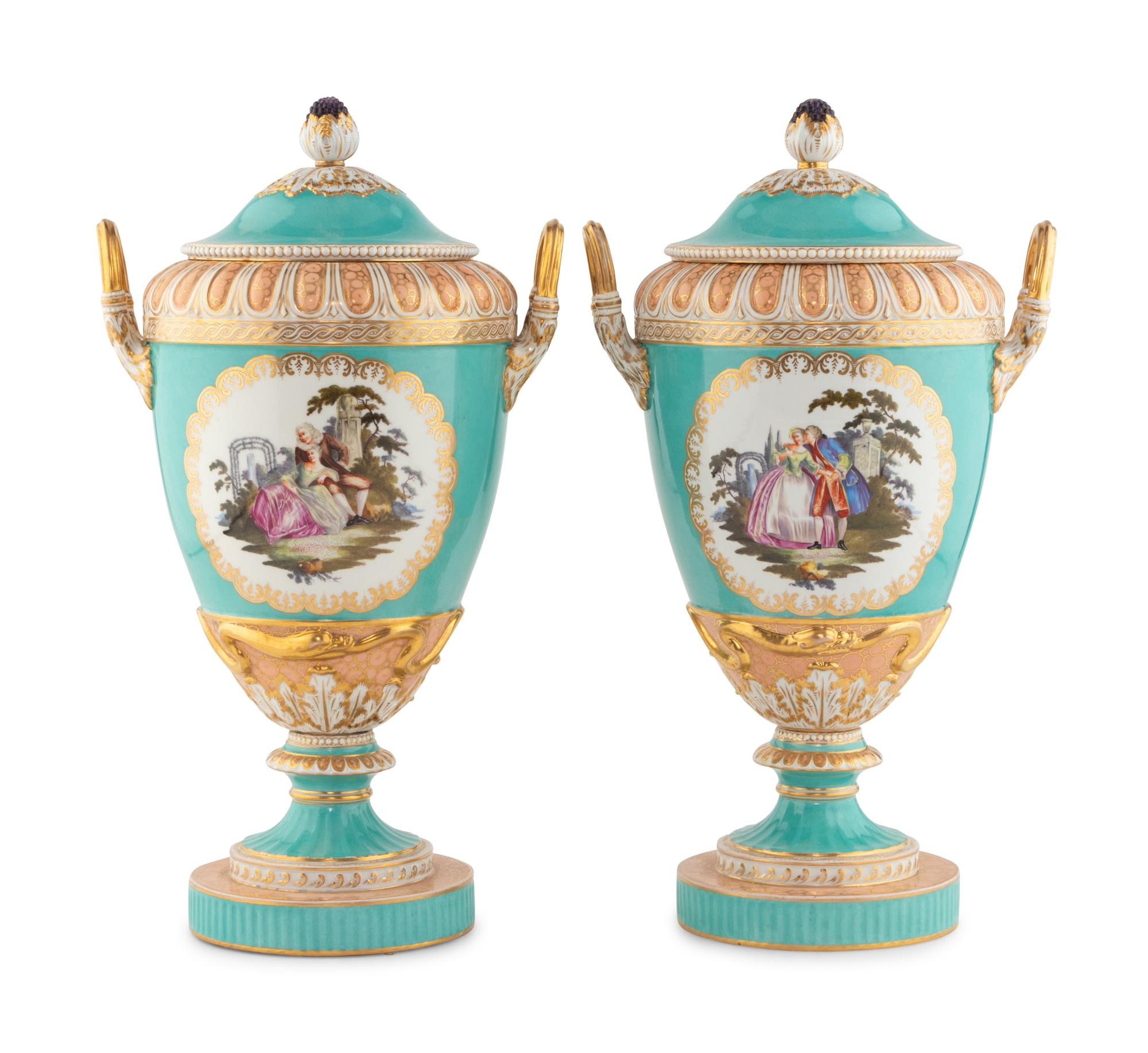 A Pair of Berlin (K.P.M.) Porcelain Urns