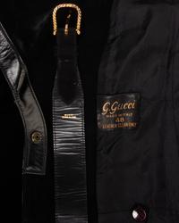 Gucci Suede and Leather Trimmed Coat with Belt, 1970s