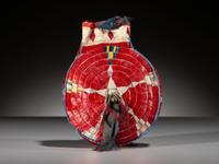 Sioux Quilled Hide Canteen-Shaped Pouch