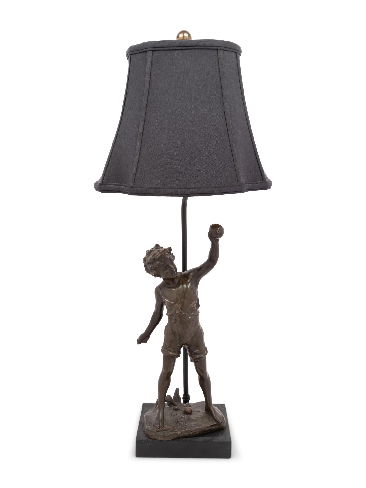A Continental Bronze Figure Mounted as a Lamp