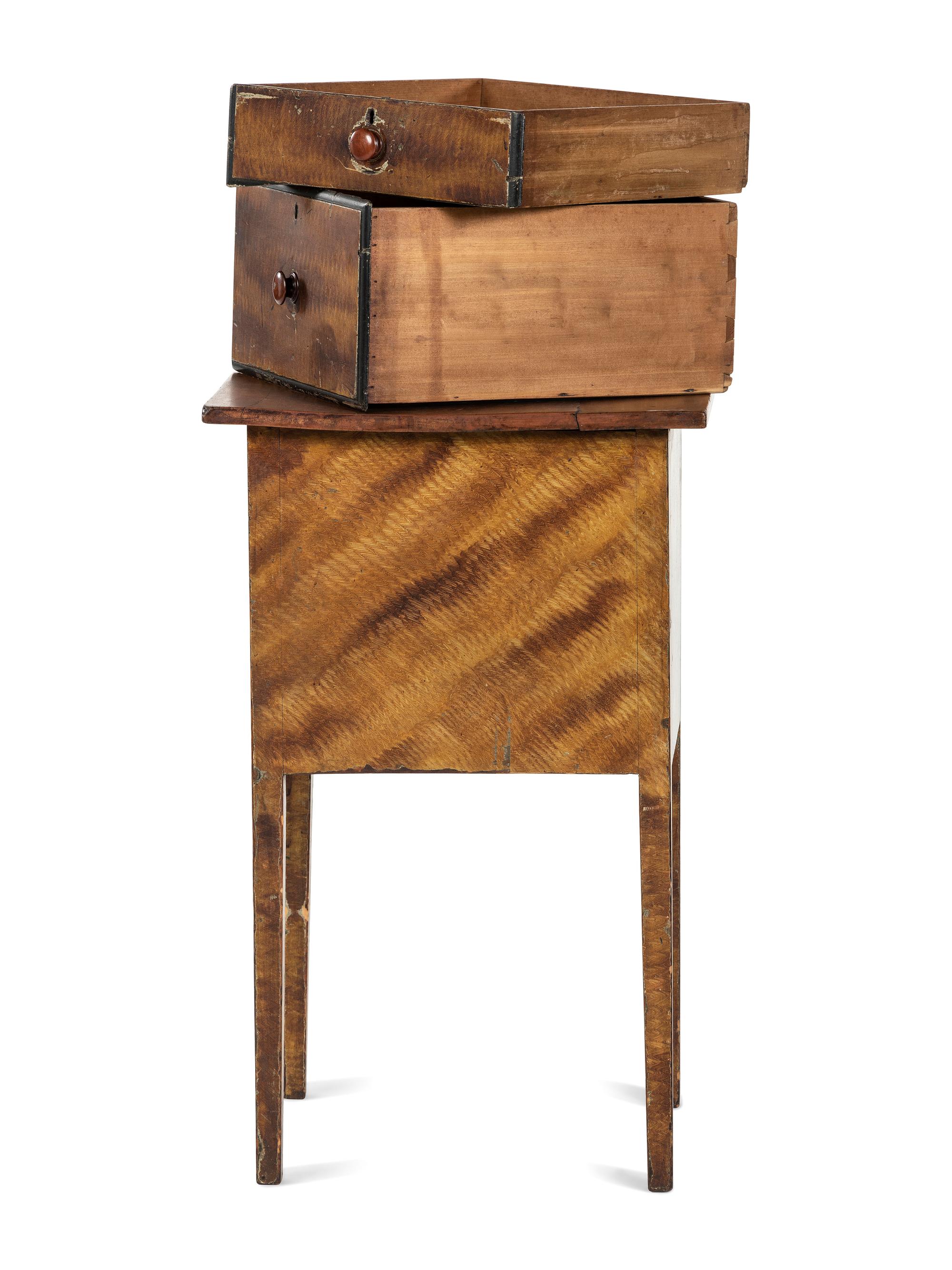 A Federal Grain-Paint Decorated Cherrywood Two-Drawer Work Table