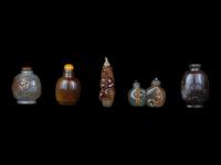 Five Chinese Agate Snuff Bottles