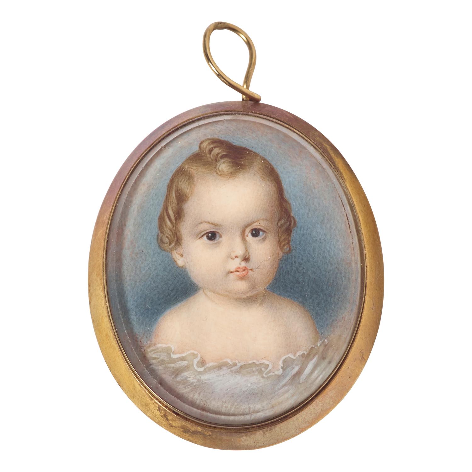 English School 19th Century, A Portrait Miniature of a Child