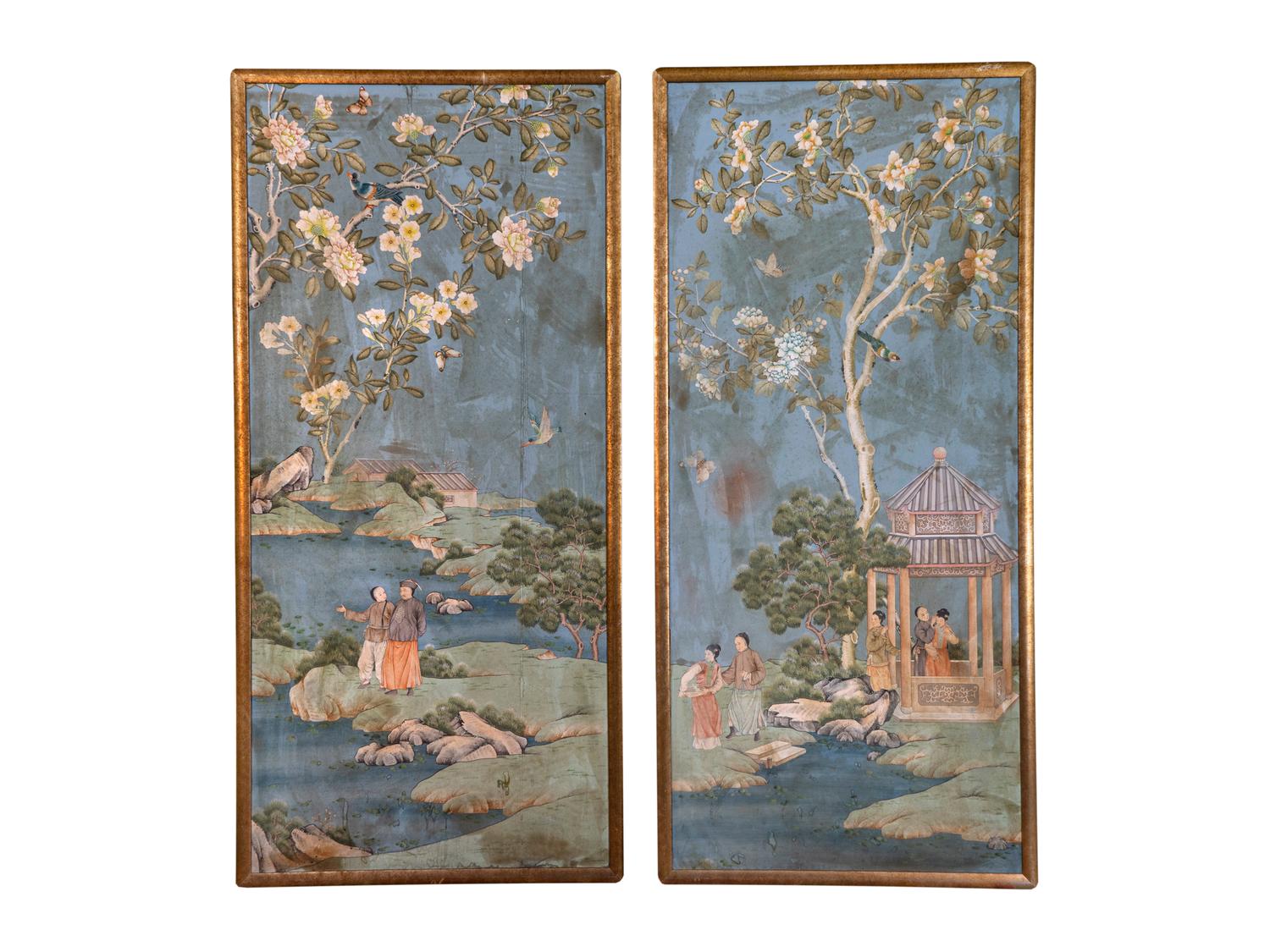 A Pair of Chinese Wallpaper Panels — 19TH CENTURY
